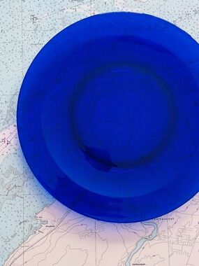 Vintage 90s Cobalt Glass Dinner Plate